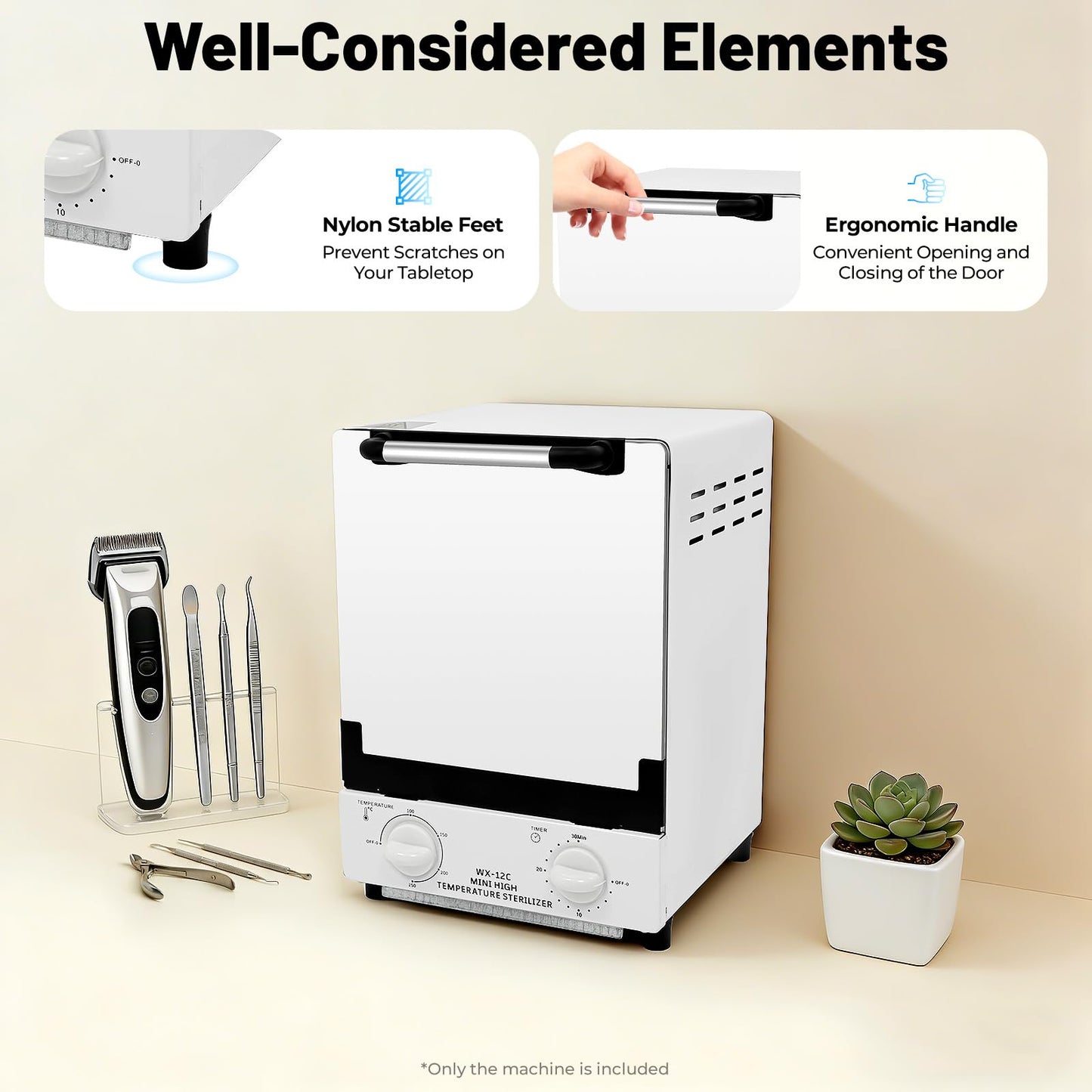 Nail Tool Cleaner, High Temperature Tool Sterilizer 12L, 110V 1000W Multifunctional Sterilizer w/Temperature Control & Timer & 2 Stainless Trays, 32℉-482℉, Nail Salon Equipment for Salon/Nail Tools