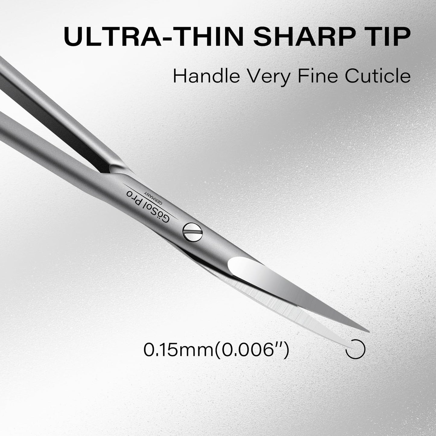 GöSol Cuticle Scissors Extra Fine Curved, Professional Russian Style