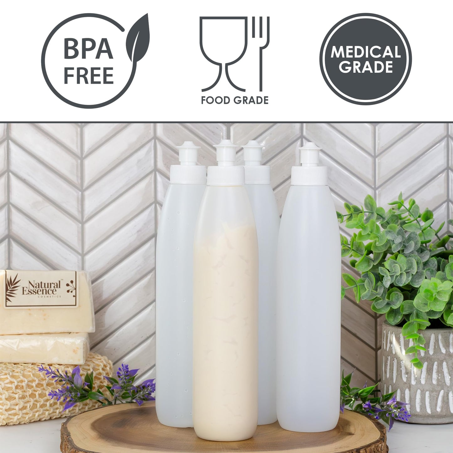 Cornucopia 8-Ounce Squeeze Bottles for Dish Soap and Sauces (6-Pack), BPA-Free HDPE Plastic