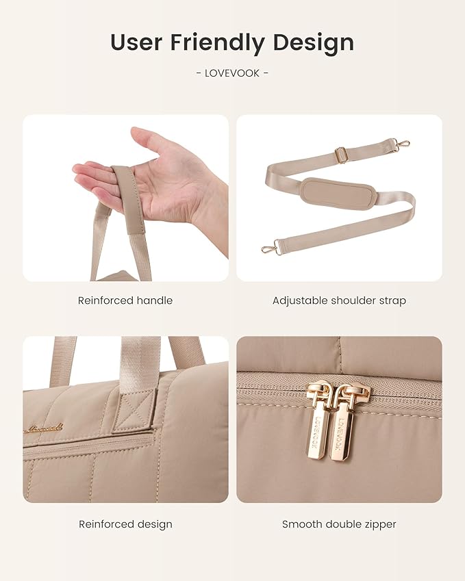 LOVEVOOK Travel Duffle Bag,Puffer Weekender Bags For Women with Shoe Compartment,42L Carry On Duffel Bags For Airplanes,Hospital Bag for Labor and Delivery,Overnight Bag 2Pcs Set