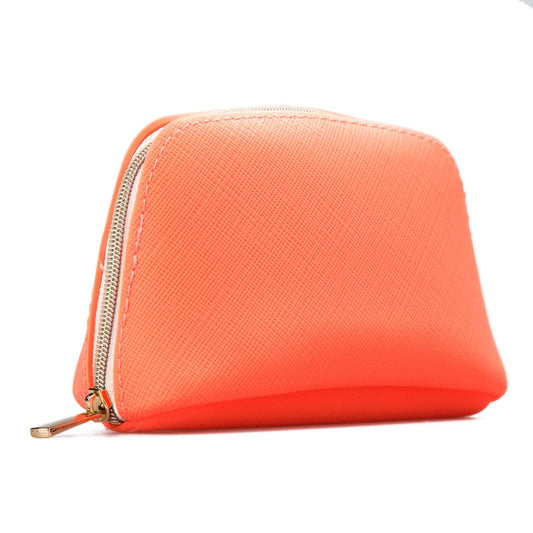 Small Makeup Bag for Purse, Cute Cosmetic Pouch for Women, Silicone Makeup Pouch for Travel, Mini Makeup Bag with Zipper, Lipstick Pouch Holder, Vegan Cosmetic Organizer – 10 Colors (Coral)