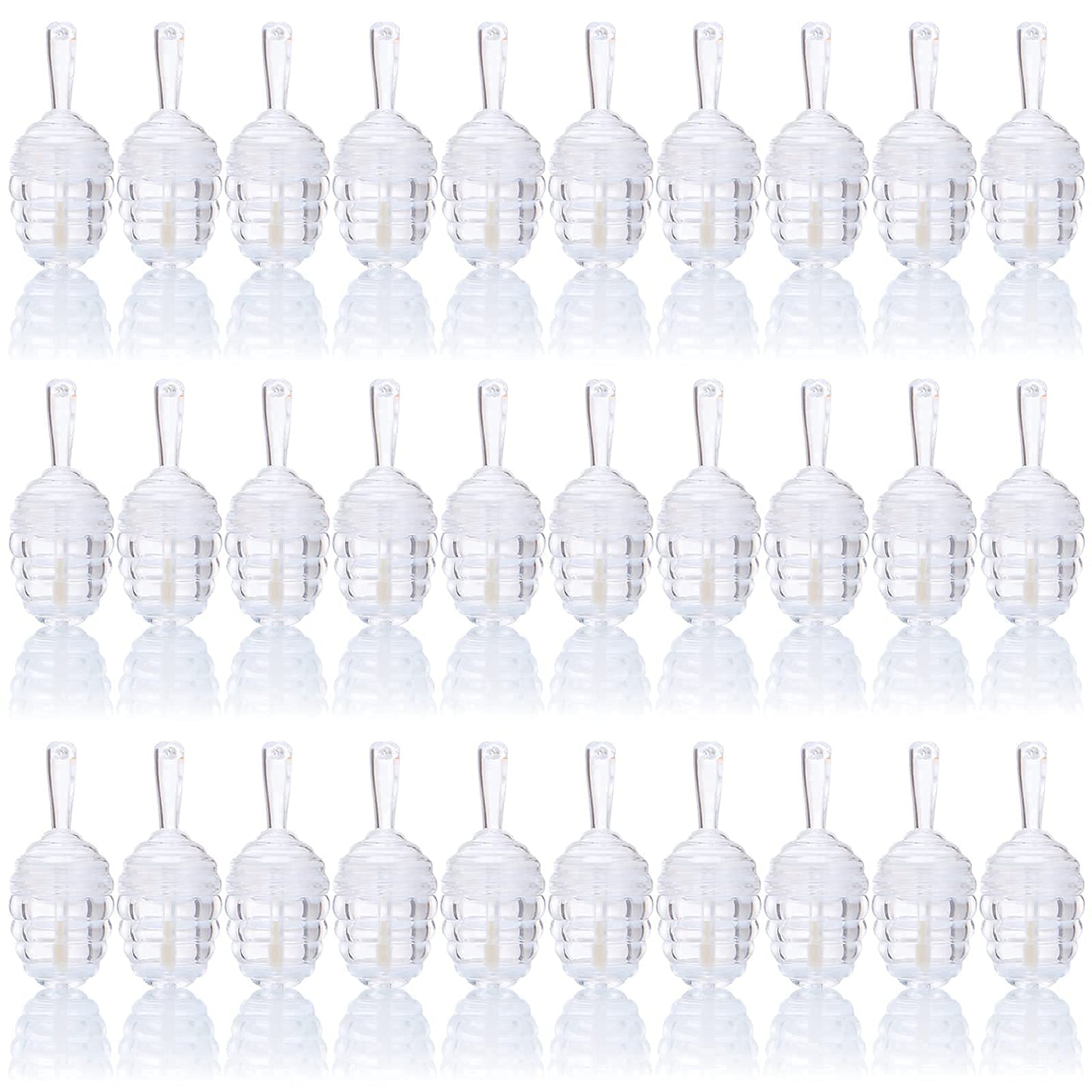 DEAYOU 30 Pack Empty Lip Gloss Tubes with Wand, Honey Pots Shaped Refillable Plastic Lipgloss Containers, Clear Lipstick Brush Bottles for Women DIY Makeup, Lipgloss Making Kit, 0.2OZ/ 6ml