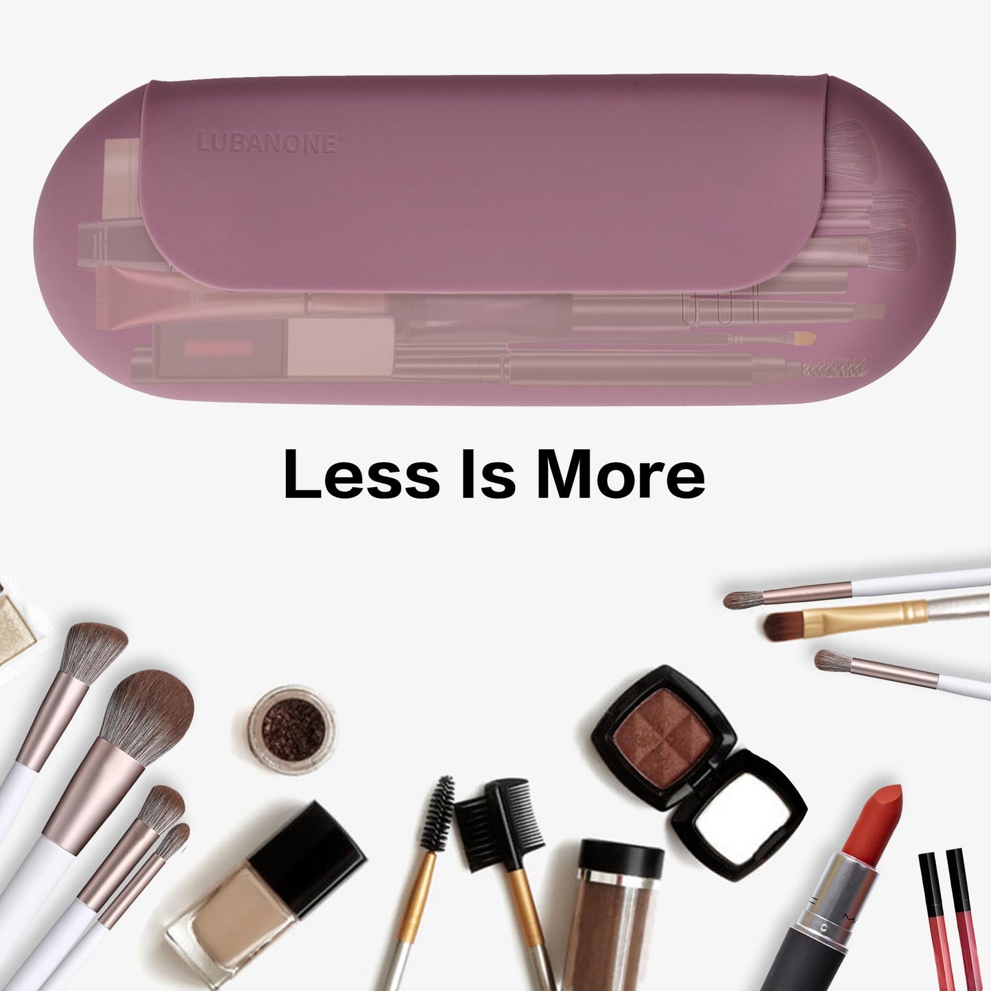 LuBanOne Makeup Brush Holder Magnetic Closure Make Up Brushes Organizer Silicone Makeup Bag Travel Essentials (Grape Purple)