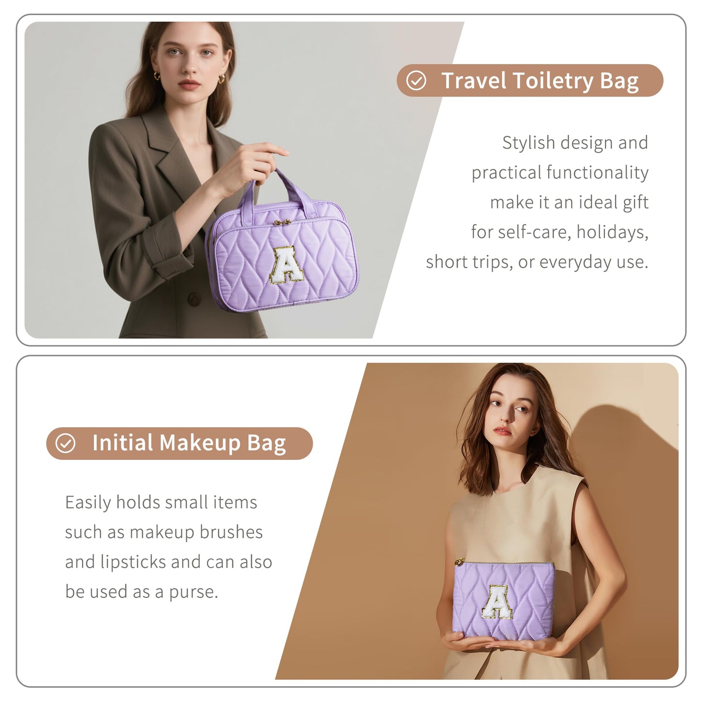 YOOLIFE Travel Toiletry Bag - Hanging Toiletry Bag for Women, Large Capacity Personalized Travel Toiletry Bag and Makeup Bag, Portable Travel Organizer Purple - A