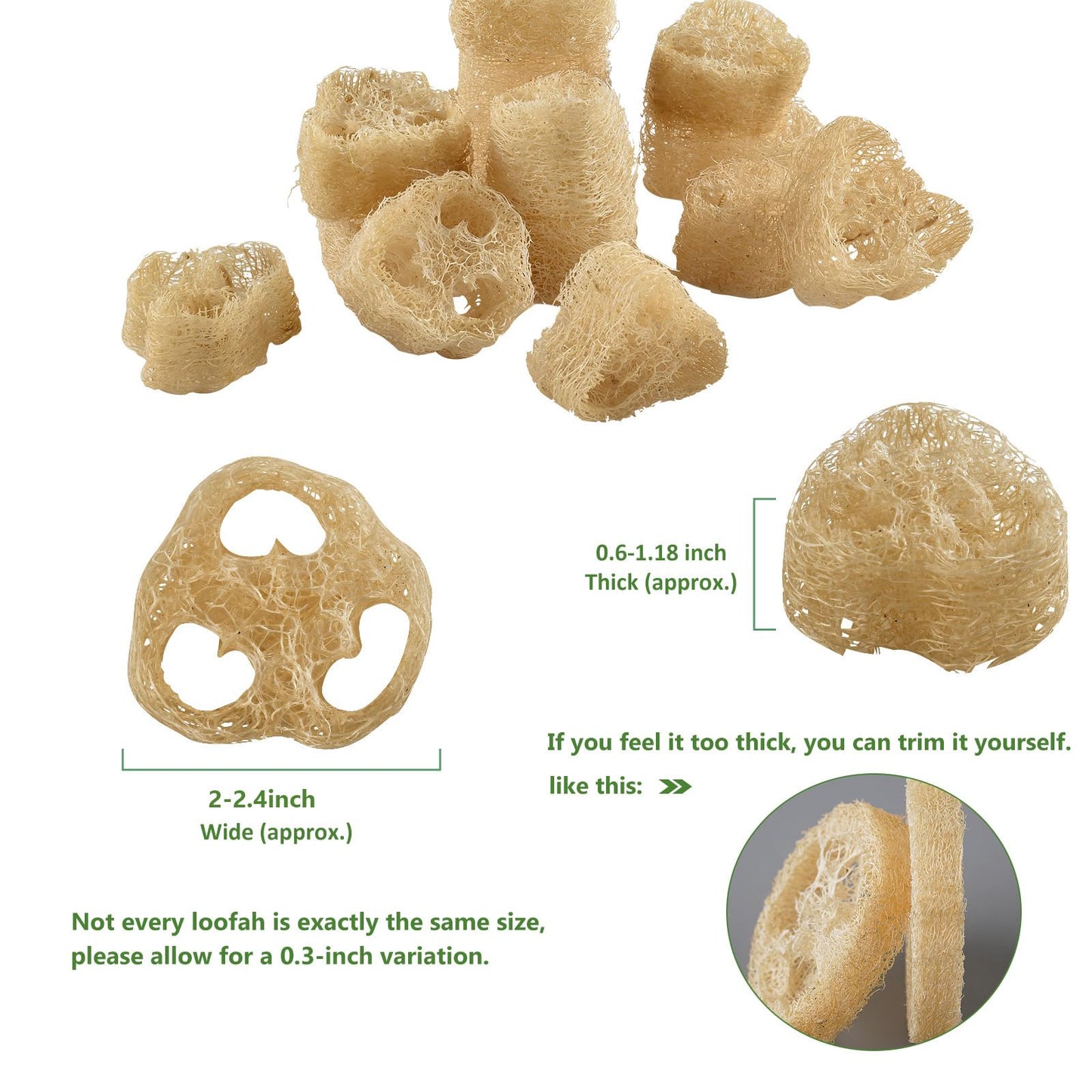Natural Loofah Sponge for Soap Making, 20 Pack Organic Loofahs Slices Cuts Set, Loofa Exfoliating Body Scrubber, Shower Sponge Luffas for Women and Men
