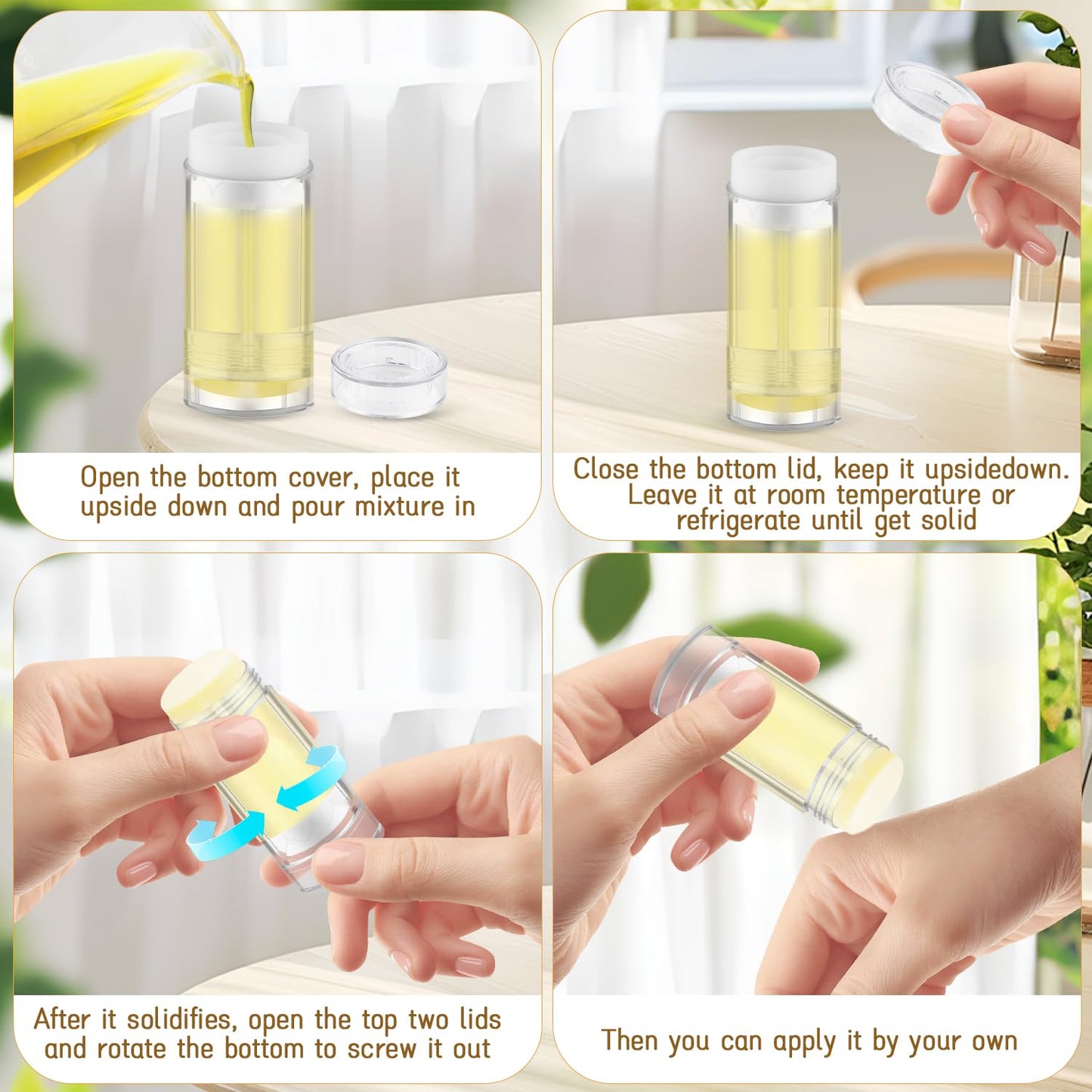 20 Pcs 15g/0.5oz Deodorant Jars Empty Refillable Round Plastic Deodorant Bottles Twist Up Bottom Filling Stick Tubes for Homemade DIY Lotion Bar Chapstick - Clear