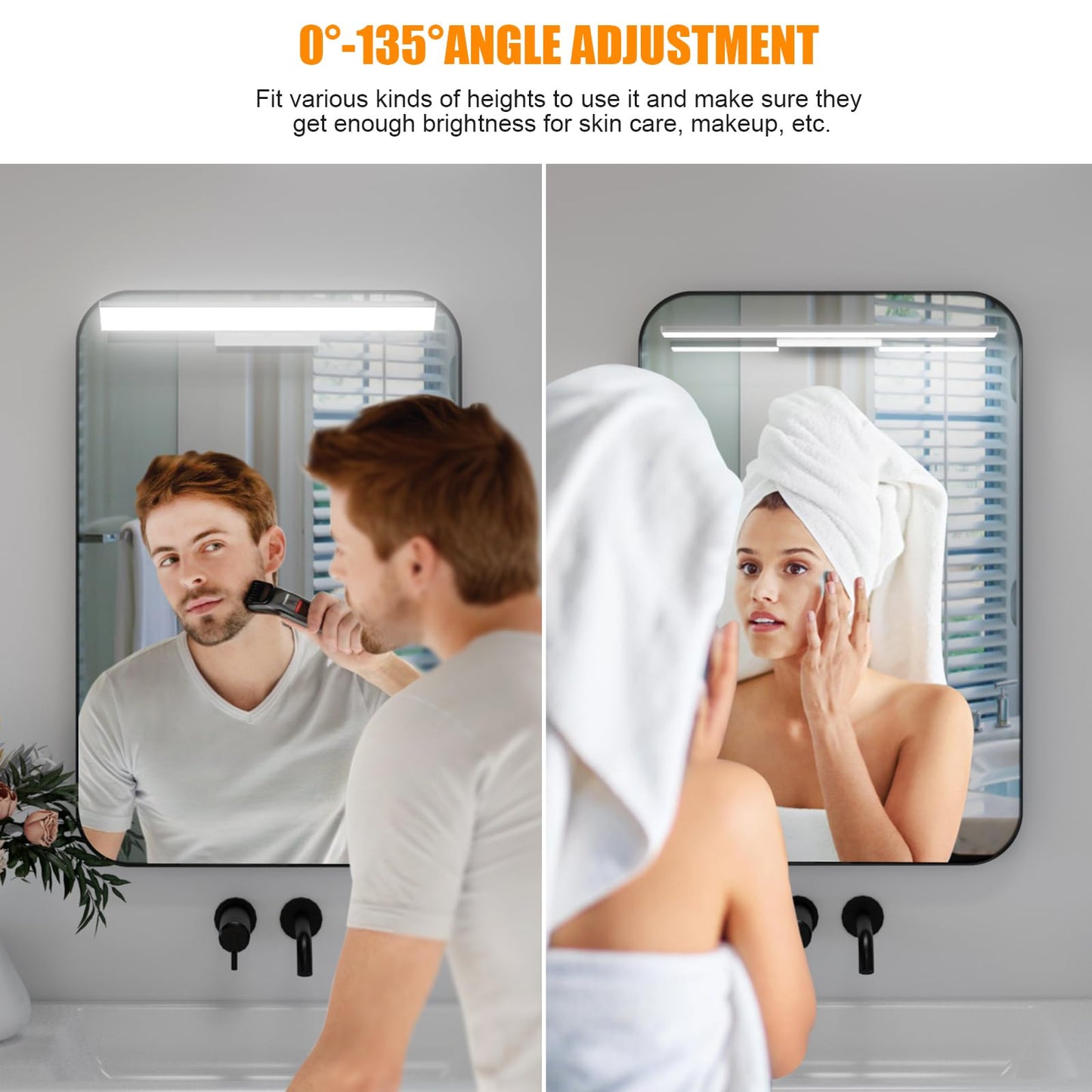 MY BEAUTY LIGHT Bright Dimmable Led Vanity Light Bar for Mirror, 2600K-6800K Adjustable Color Temperature Bathroom Vanity Light Fixtures, 0°-135° Angle Adjustable LED Makeup Mirror Lights