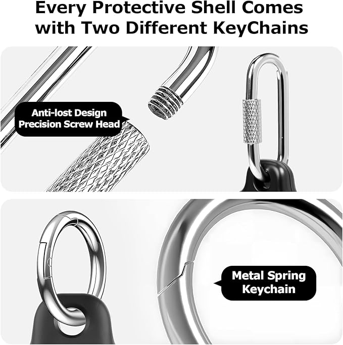 [4 Pack] for Apple for AirTag Holder, PC Shell Case with Secure Carabiner Clip, Shock-Resistant for Air Tagholder Keychain for Keys, Bags, Luggage, Pets, Travel Accessories, Black