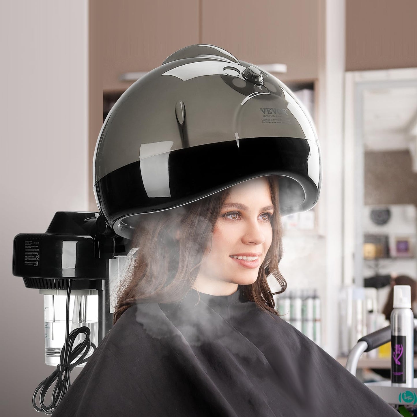 VEVOR Standing Hair Steamer for Deep Conditioning, Professional 11.81-inch Hooded Ionic Hair Steamer with 2 Modes, Height-Adjustable Hair Steamer with Timer, 5 Wheels (2 Lockable) for Home Salon Use