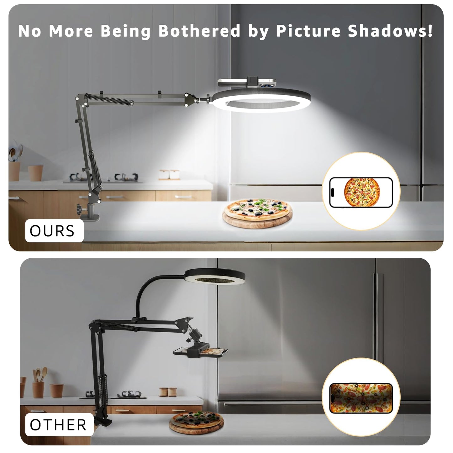 FZYGRAVH 10" LED Ring Light with Overhead Phone Stand, CRI≥95 1200lm Dimmable Lighting, Adjustable Metal Arm with Remote & Phone Holder, for Streaming, Makeup, Zoom Calls, Photography