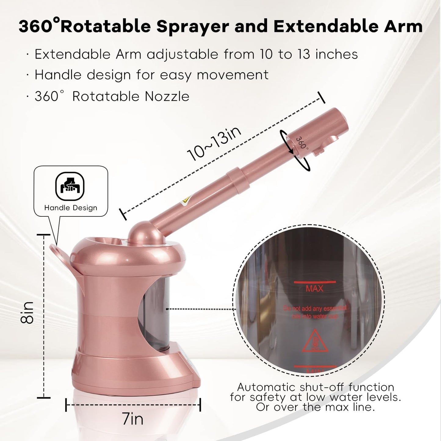 Facial Steamer, Professional Face Steamer Tabletop with Extendable Nozzle, Portable Nano Ionic Face Steamer for Home Use