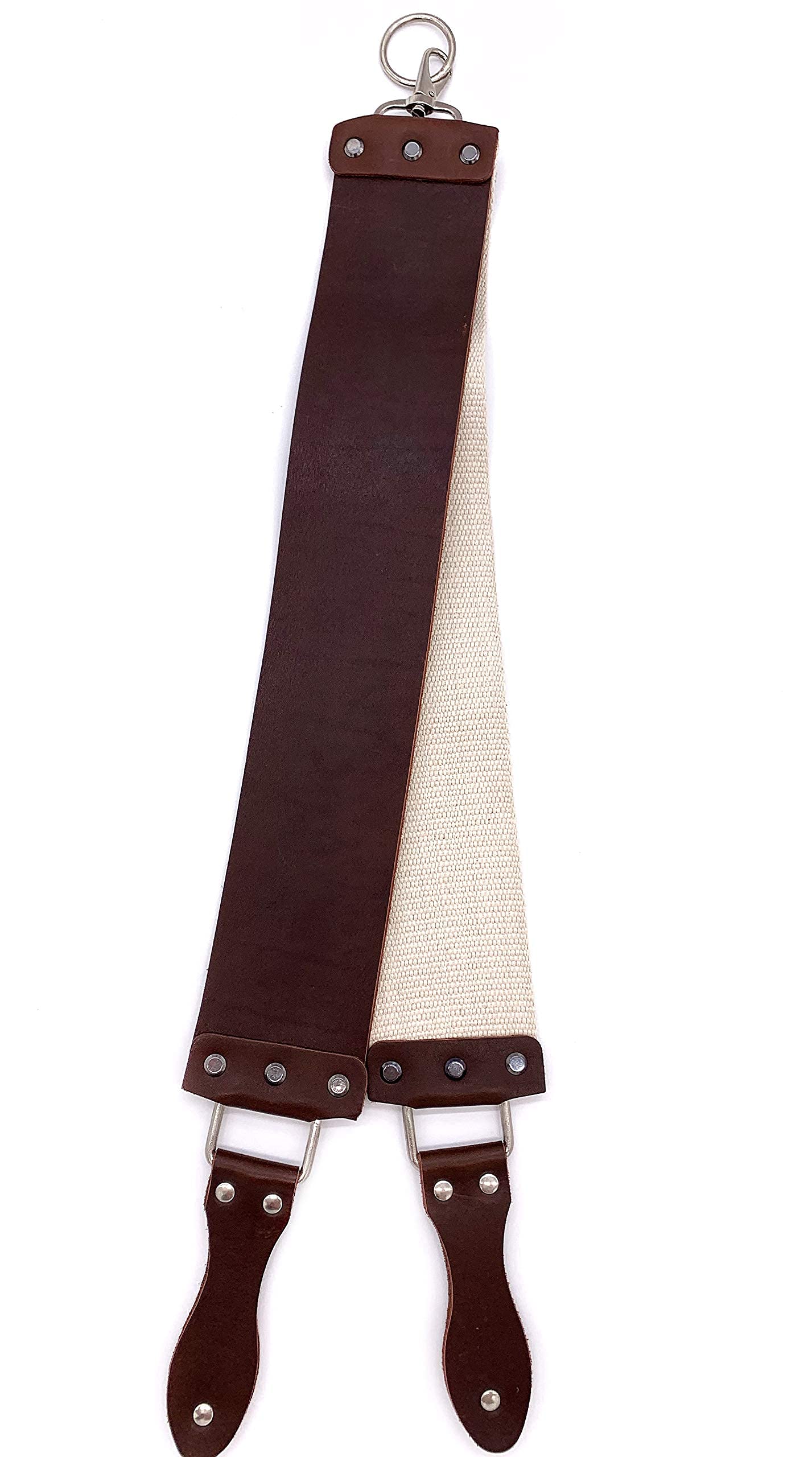 Razor Strop - Barber's Latigo Leather Straight Razor Strop. Dual Strap that will be a Great Addition for Any Straight Razor. PREMIUM LEATHER Strop for Sharpening. (Brown)