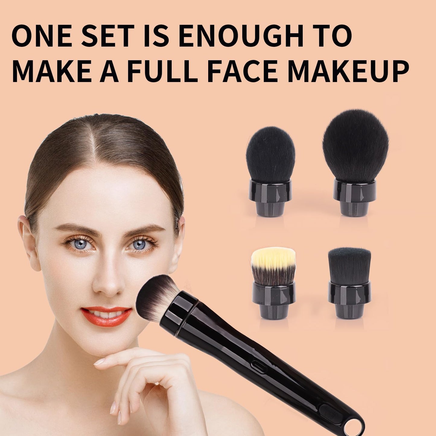 MATSNH Electric Rotating Makeup Brush Set - Professional 360° Spinning Foundation Blending Tool with 5 Replaceable Brush Heads, 2 Speeds & USB Rechargeable - Ideal Beauty Gift for Women