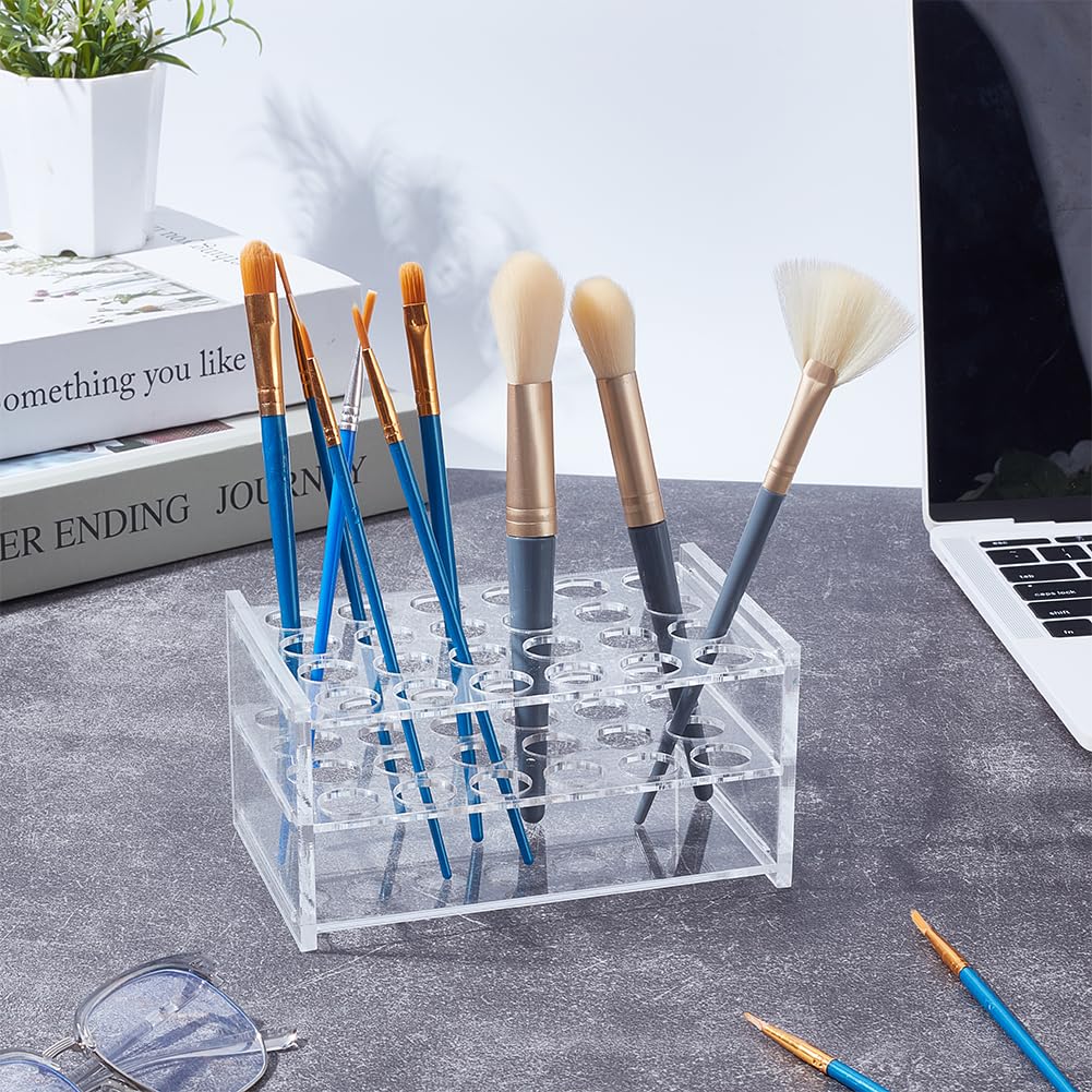 HOBBIESAY Acrylic Test Tube Holder 24 Holes Centrifuge Tubes Holder Round Bottom Tubes Container Cylinder Tube Display Racks for Laboratory Exhibition Bar Hole: 0.66 Inch Diameter