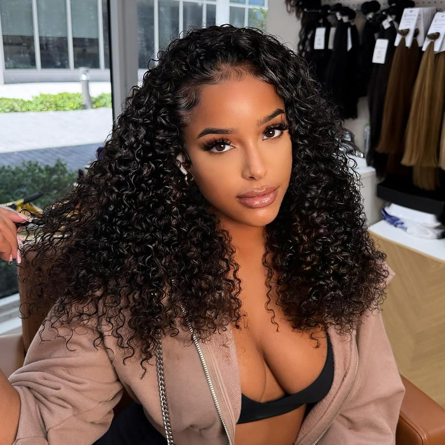 Lemoda Burmese Curly Half Wig Human Hair No Lace Glueless Wigs Human Hair 22 Inch Upgrade 3 IN 1 Kinky Curly Half Wig With Drawstring Seamless Flip Headband Wigs Tight Curls 180% Density