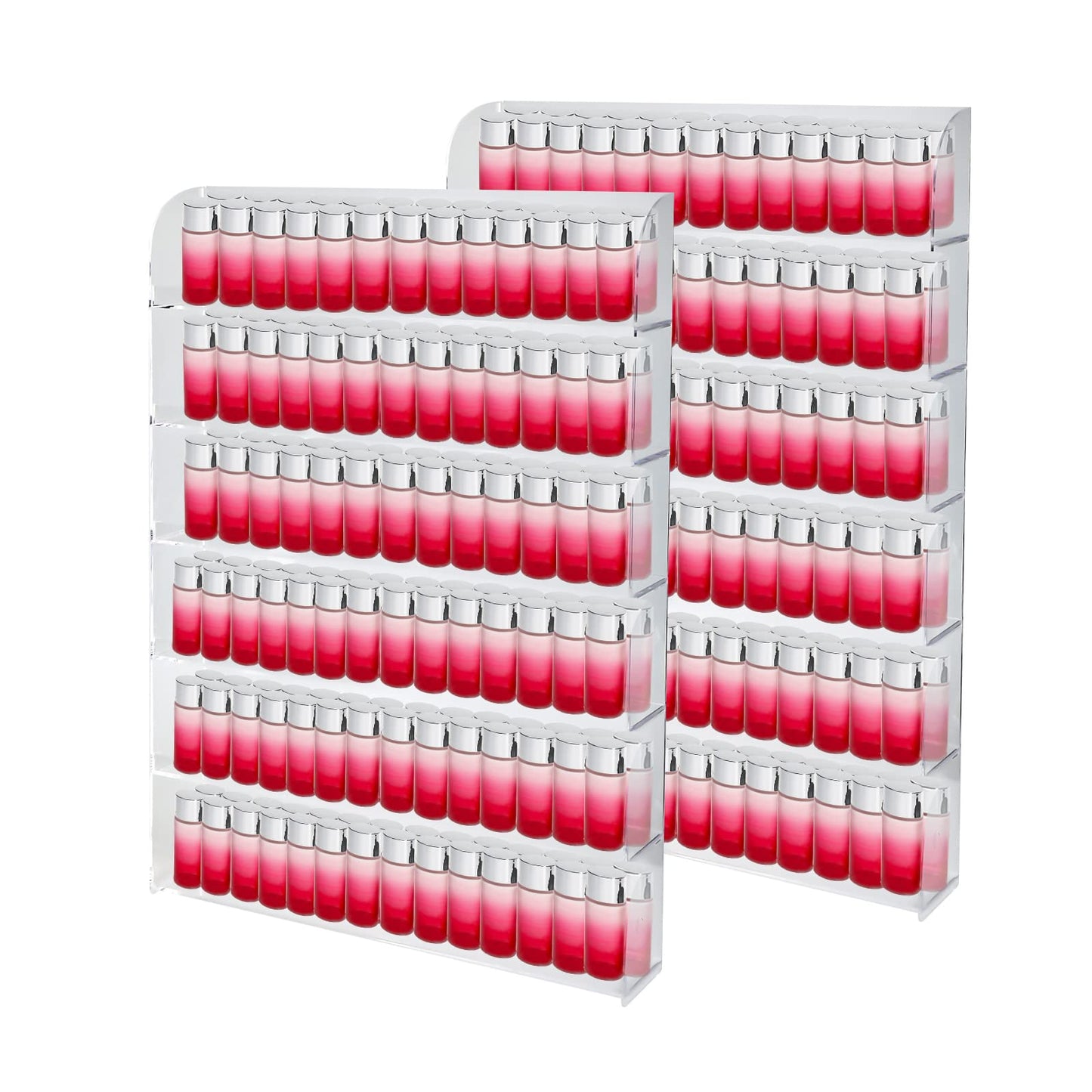 Yaeccc 2 Pack Acrylic Nail Polish Rack,20 * 27 Inch Hold Up to 384 Bottles, 6 TIER Nail Polish Organizer Wall Mounted,Nail Polish Organizer(3 Inch Deep)