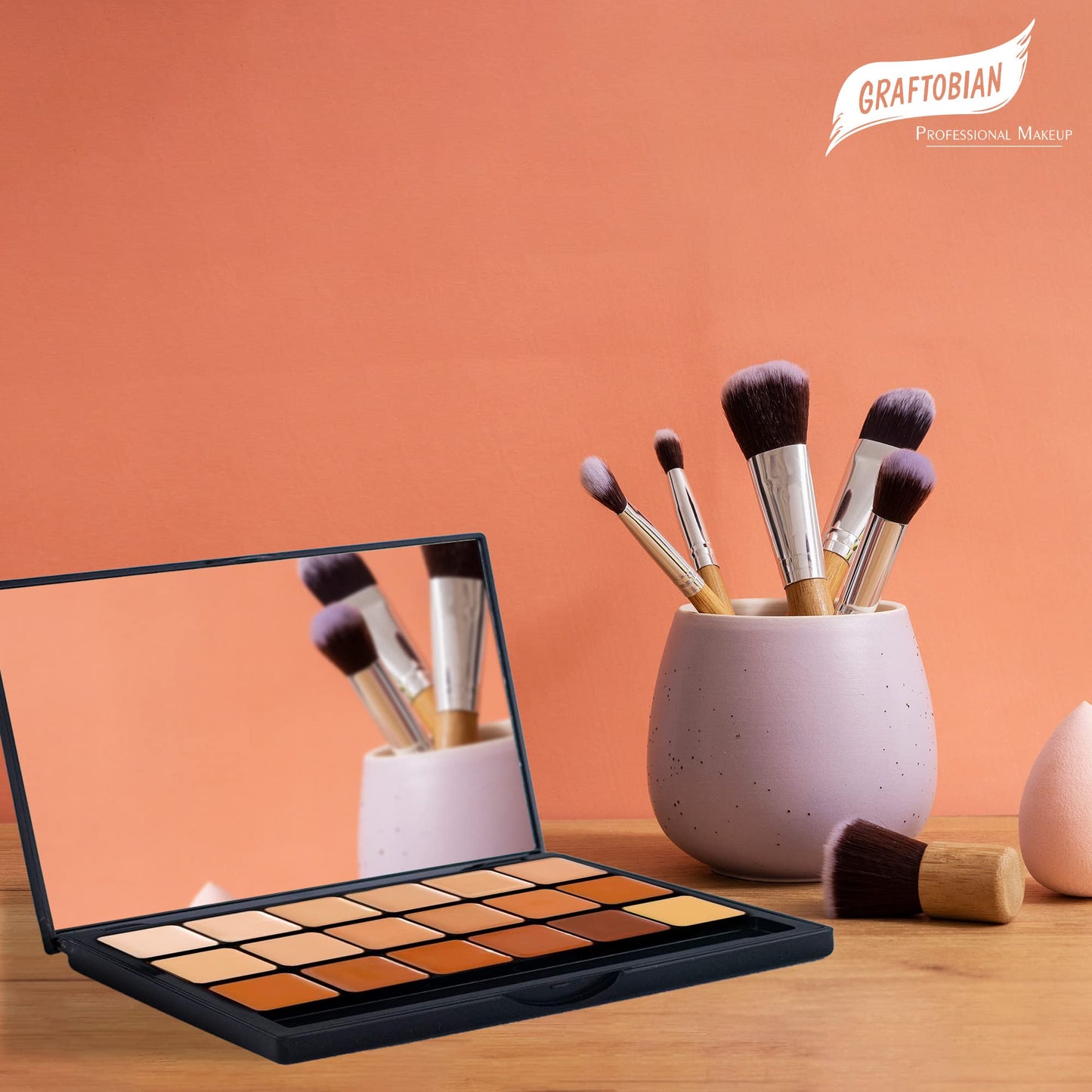 Graftobian HD High-Definition Super Palette - Foundation Palette W/Makeup Sponge, Professional Face Cream Palette, Contour & Coverage Face Makeup, Artist Kit Addition, Warm