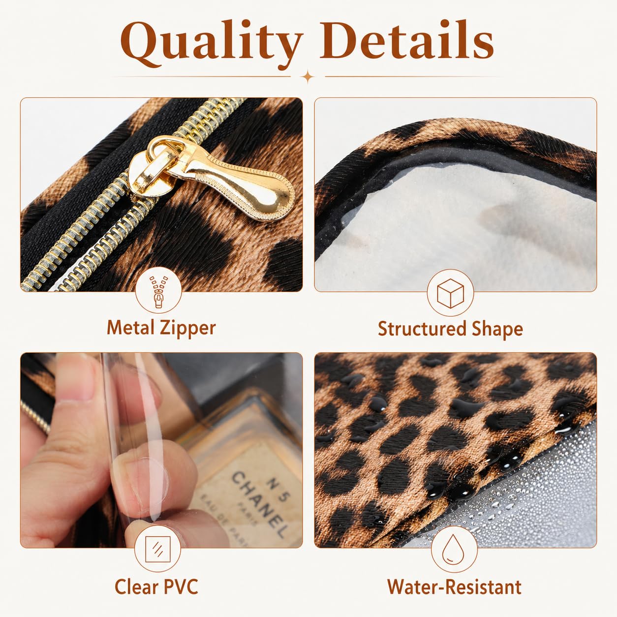 Clear Makeup Bags with Zipper, TSA Approved Travel Toiletry Bag, 3-Pack (Large, Medium & Small) Clear Cosmetic Bag, Waterproof Make Up Bag for Women, Car Bag Organizer & Car Organization Essentials