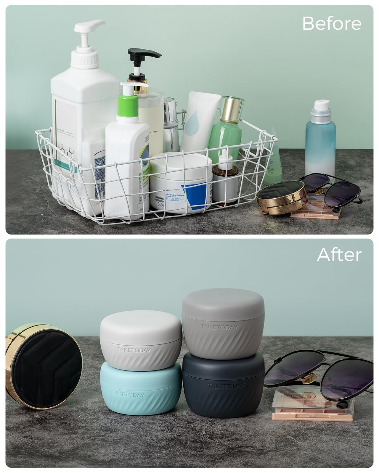 TakeToday Travel Containers for Toiletries, 2oz, 4 Pack, Apricot