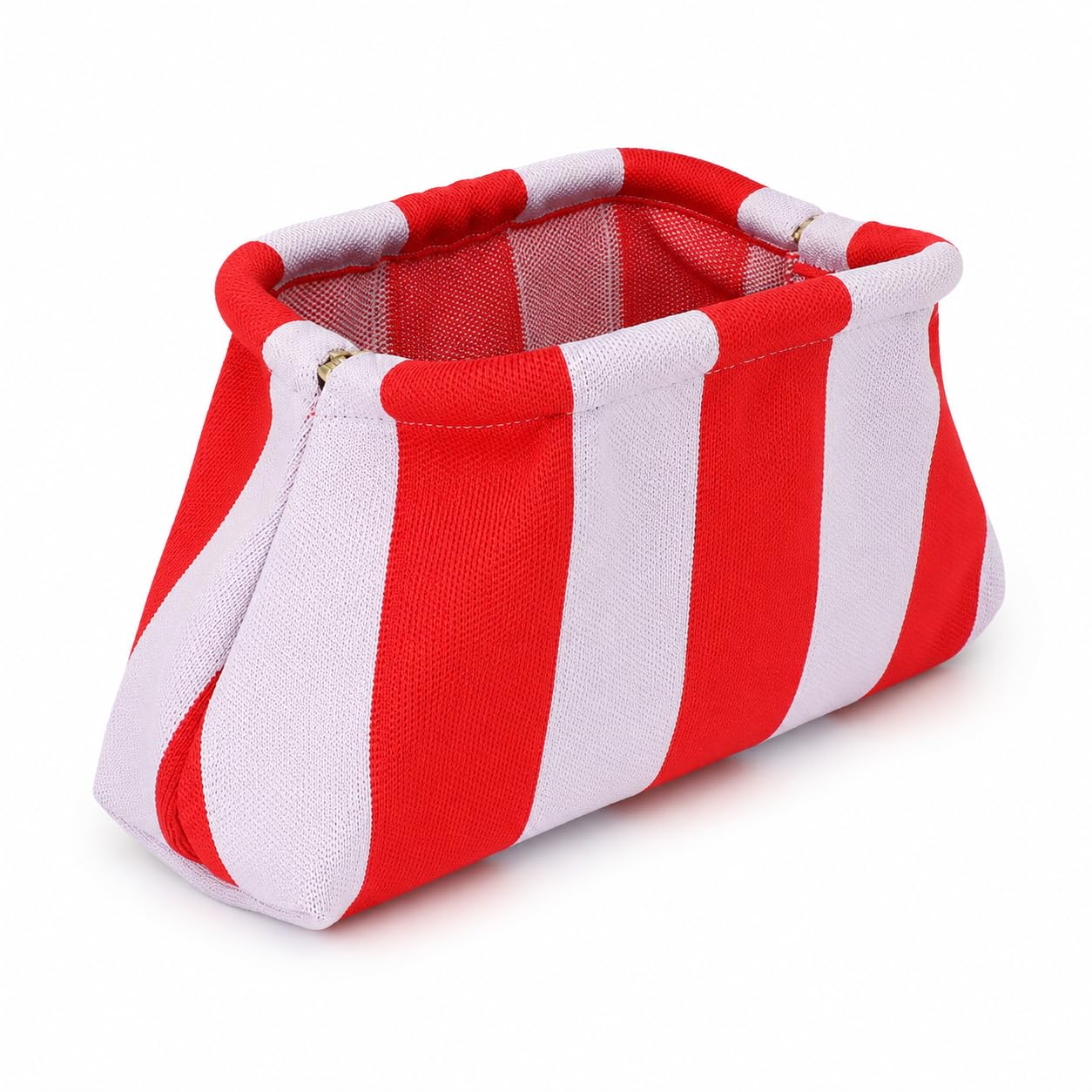 Woven Mahjong Tile Bag for American Mah Jongg, Striped Crochet Storage Clutch with Snap Closure, Portable Case for Tiles, Game Night Gift (Red Purple, Stripe)
