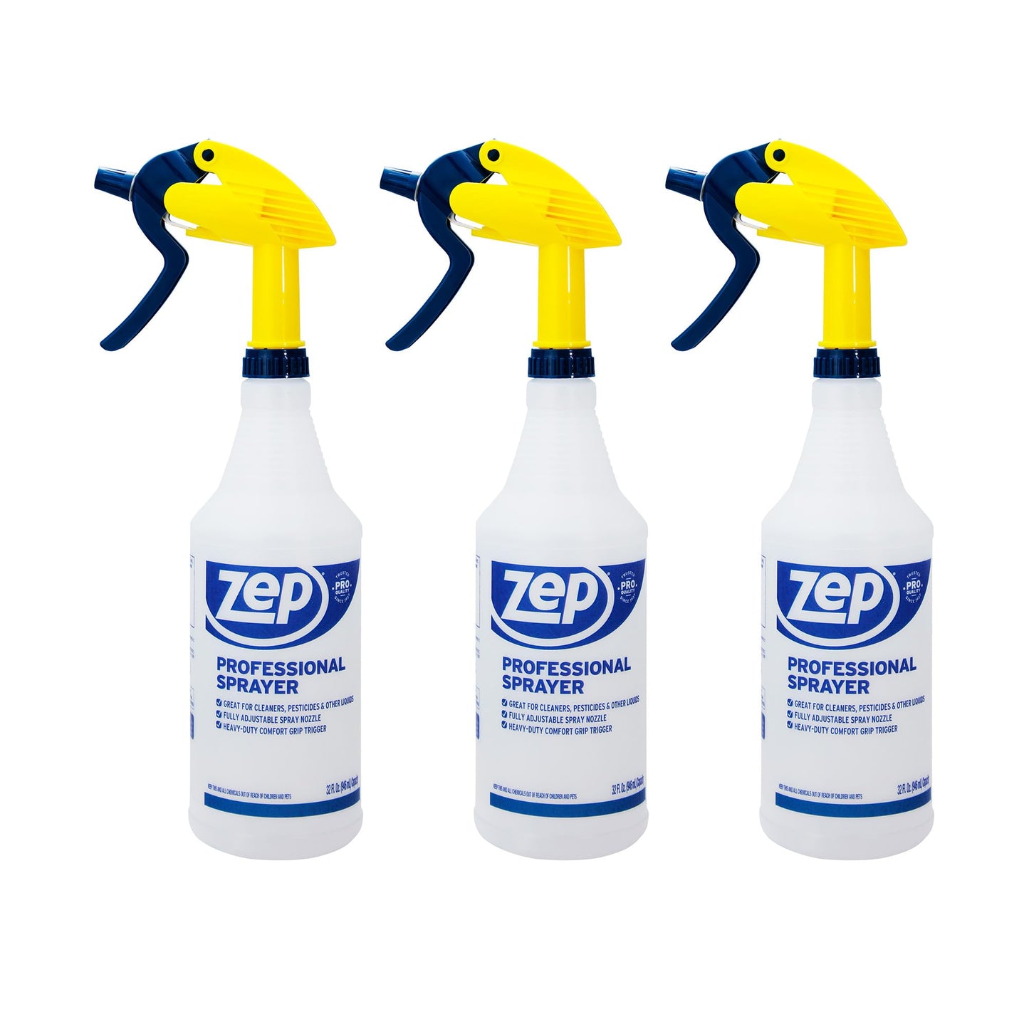 Zep Professional Sprayer Bottle – Fine Mist up to a 30-Foot Stream - (Case of 6) 32 oz.-Versatile Adjustable Nozzle Spray Bottles with a Fine Mist or Powerful Spray, Refillable for Diluted Concentrate