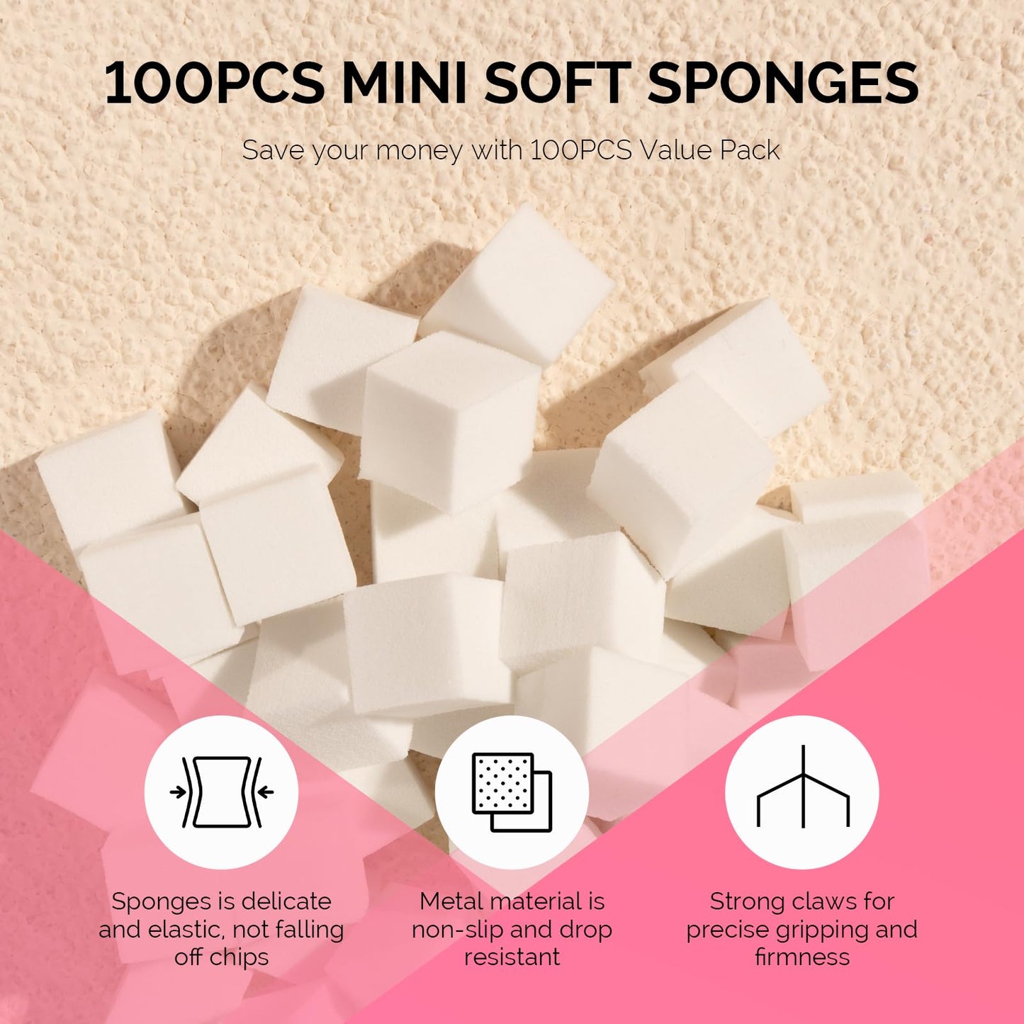 MelodySusie 1PC Round Shape Resin Nail Art Palette and 100Pcs Soft Nail Sponges for Ombre