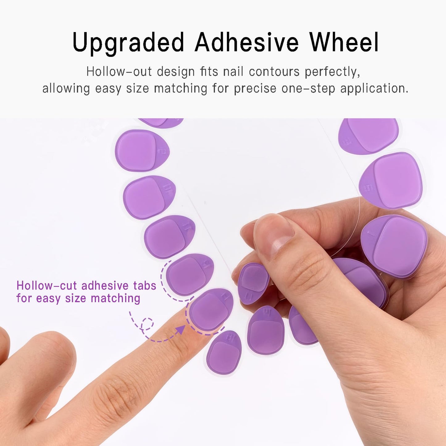 Curvlife TabQueen Strong Hold Nail Adhesive Tabs for Valentine Press On Nails – 20 Sheets 360pcs 18 Sizes, 0.3mm Ultra Thin Waterproof Breathable Nail Glue Stickers, Daily Wear and Gentle Removal