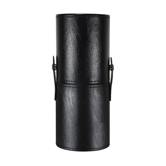 Kososuru Portable Makeup Brush Case,Pu Leather Makeup Brush Holder with Button,Travel Cup Storage Dustproof Makeup Cosmetic Bags for Women (Black)