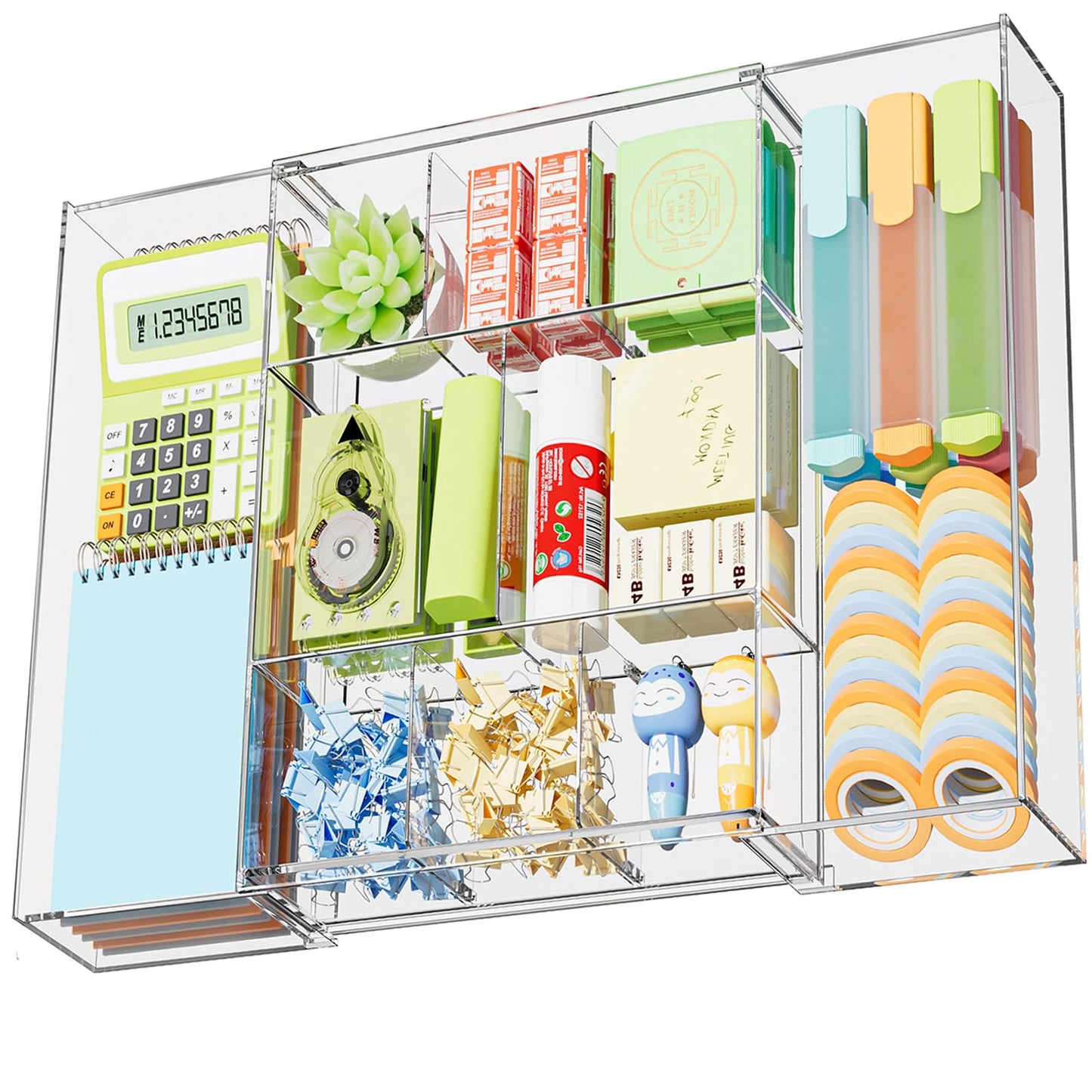 Marbrasse Expandable Desk Drawer Organizer, Clear Plastic Drawer Organizer Tray with 10 Adjustable Compartments, Desk Organizers and Accessories, 5 Drawer Dividers for Office Supplies, Makeup(Clear)