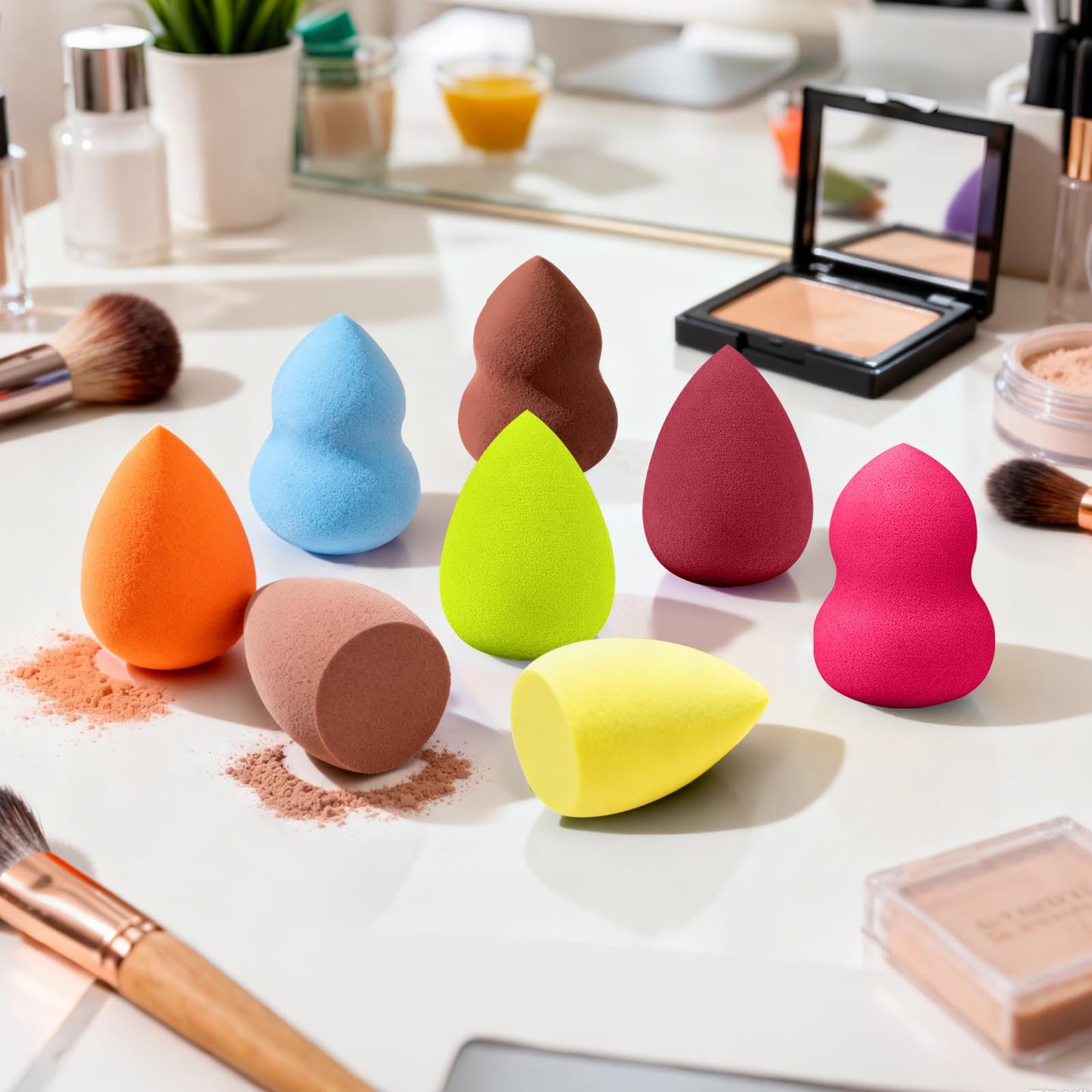 30 Pcs Multicolor Makeup Sponge Set - Latex-Free, Soft & Reusable Beauty Makeup Sponge for Wet/Dry Use Blending Powder Puff for Foundation & Concealer Washable Makeup Sponges