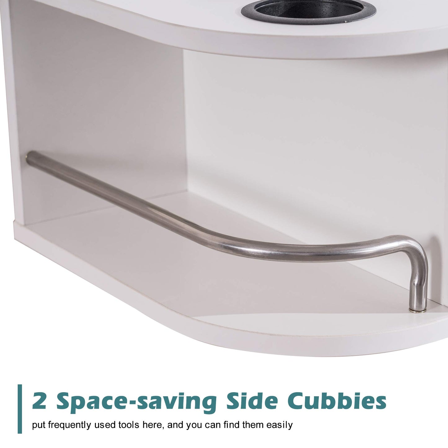 BarberPub Locking Wall Mount Styling Barber Station with Mirror Beauty Spa Salon Furniture,6154-5012-mirror (White)