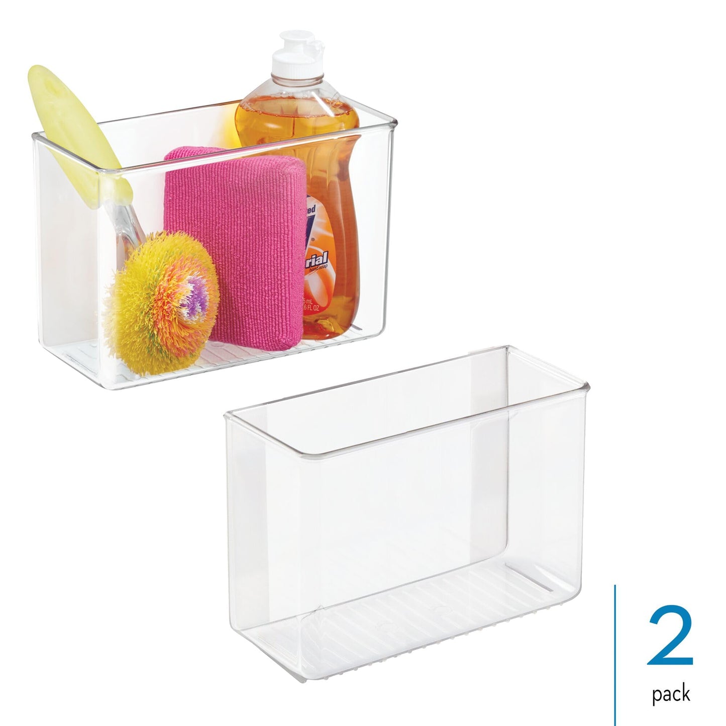 iDesign Adhesive Organizer Bin, Set of 2, Clear