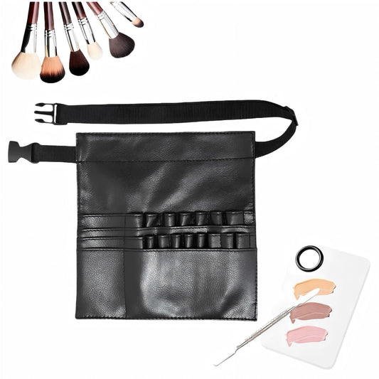 Avalessia Professional Cosmetic Makeup Artist Tools, 3 Piece Set Includes Makeup Brush Bag with Adjustable Belt Strap ，Foundation Tray & Spatula,for Makeup Brush Organizer &Artists