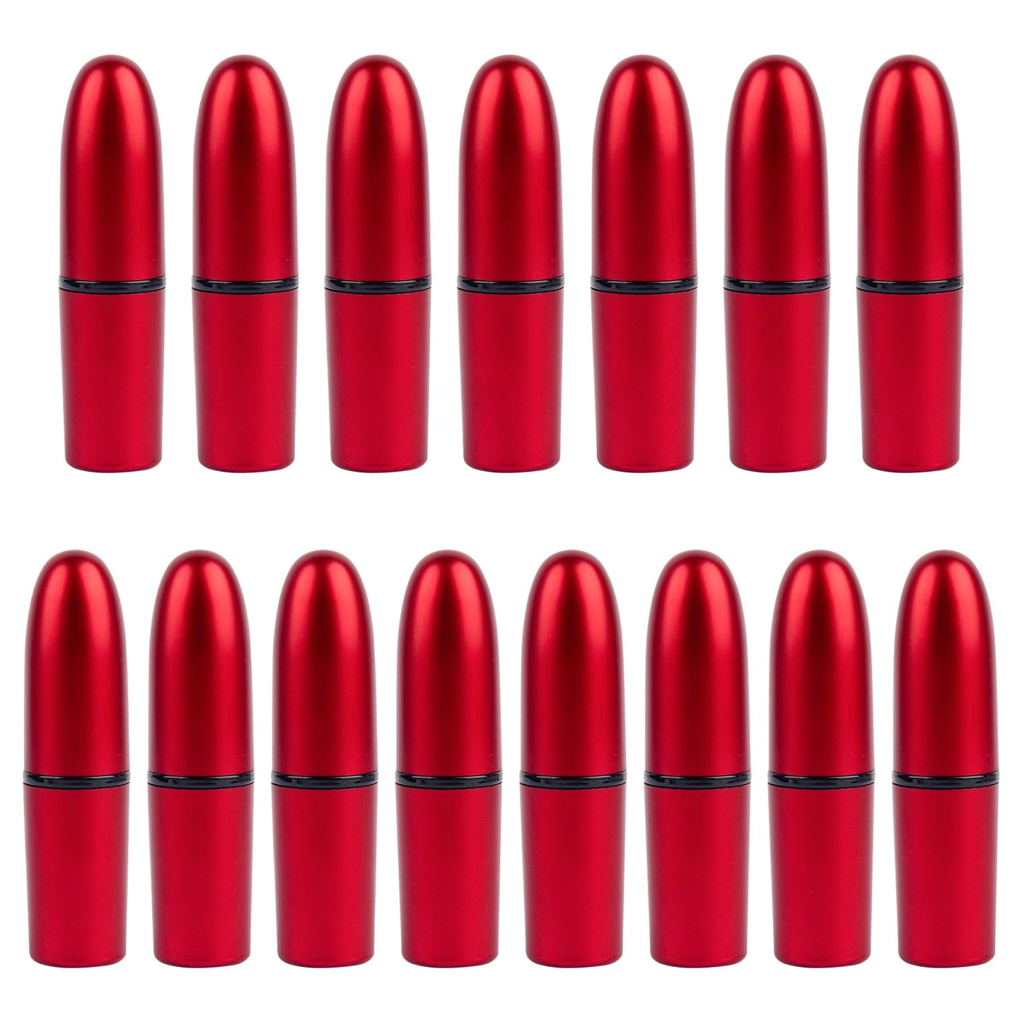 AUEAR, Empty Lipstick Tubes Bullet Shaped Holders Lip Balm Container for DIY (Red, 15 Pack)