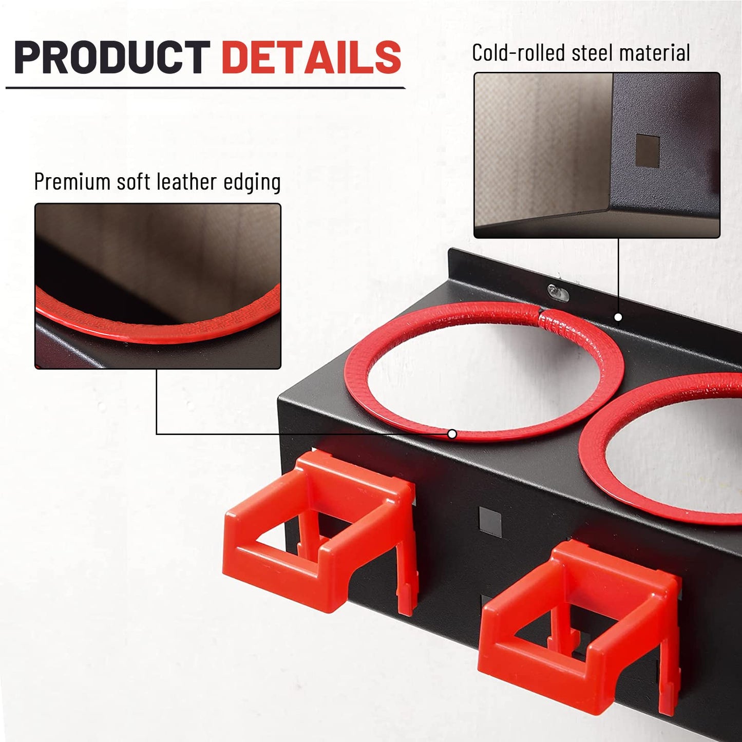 YTDTKJ Spray Bottle Storage Rack with Extra Abrasive Holder, Wall Mount Hanging Rail Car Beauty Shop Accessory Display Auto Cleaning Detailing Tools Hanger Bottle Organizer