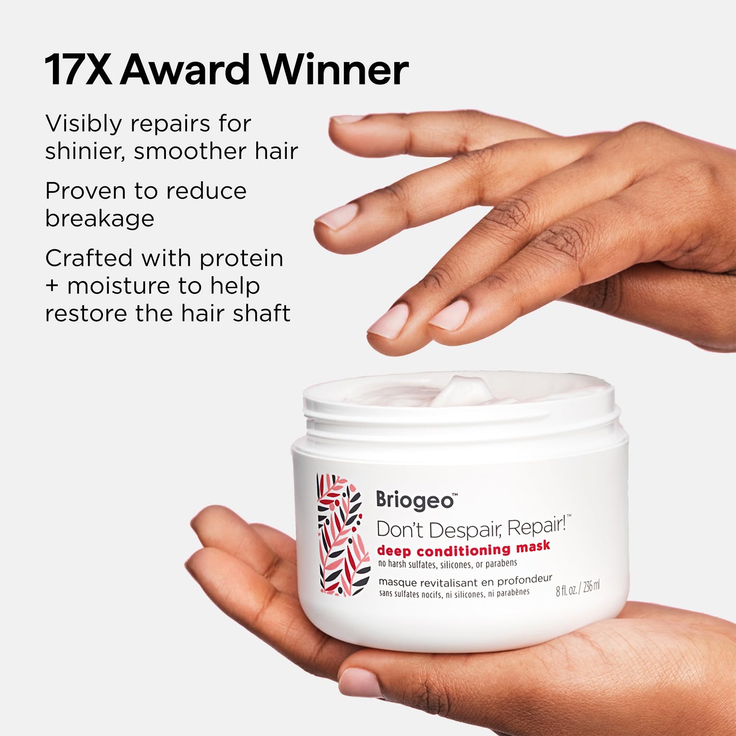 Briogeo Don't Despair, Repair! Deep Conditioning Mask | Protein + Moisture Balance Conditioner for Dry, Damaged, Color-Treated Strands | Vegan & Cruelty-Free | 2 oz