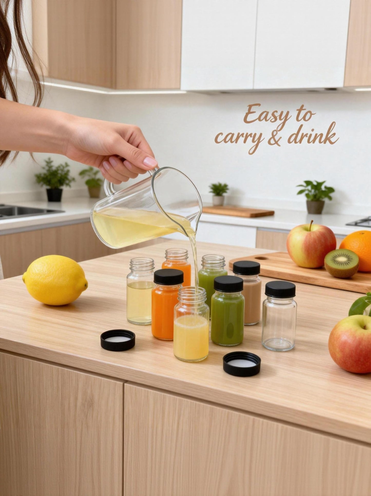 15 Pcs 2 Oz Glass Juice Shot Bottles With Black Caps & 15 Labels, Reusable Small Wellness Ginger Shot Glass Bottles Jar With Lids For Juicing & Ginger Shots, BPA-Free & Leak-Proof & Dishwasher Safe