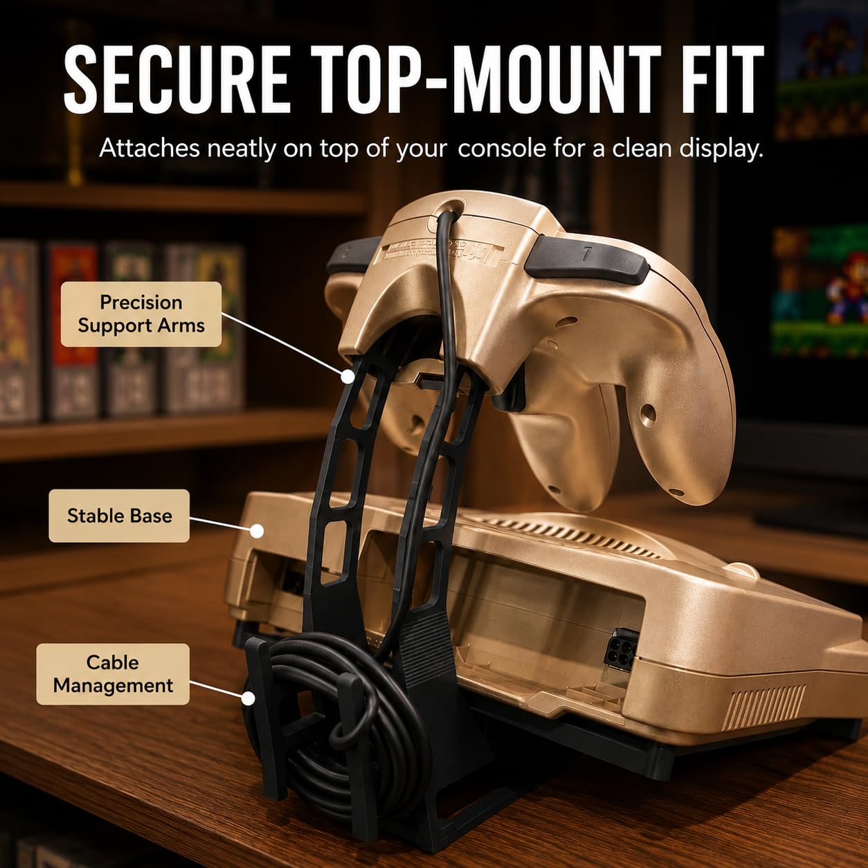 splash n color Controller Display Stand for Nintendo 64 N64 Console – Friction Fit Gamepad Holder Mounts on Top | No Tools Required | Retro Gaming Desk Shelf Organizer
