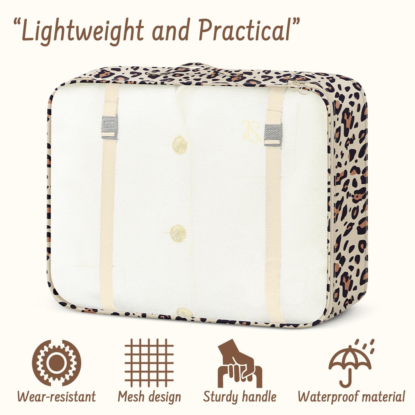 Woobolsalike 9 Set Packing Cubes for Travel Essentials - Lightweight Carry-On Luggage Organizer Bags with Shoe, Clothes & Laundry Bags for Airplane, Family & Business Travel, Leopard print