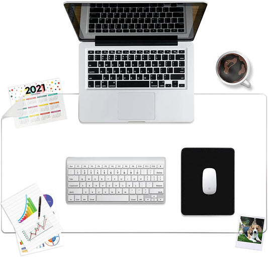 Awnour Clear Desk Mat - Multi-Functional Desk Pad, 32 x 16 inches - Durable Desk Protector with Anti-Slip Base, Transparent View, Spill-Resistant Design