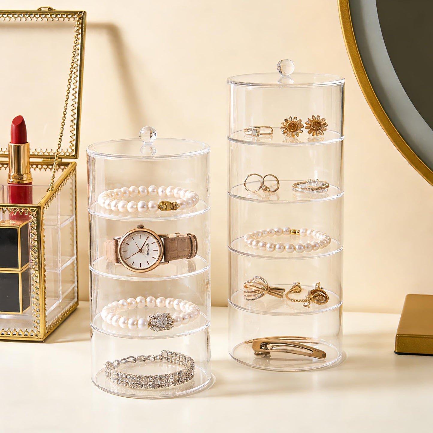 1 Pack 5 Layers Acrylic Belt Organizer Stackable Storage Box Clear Display