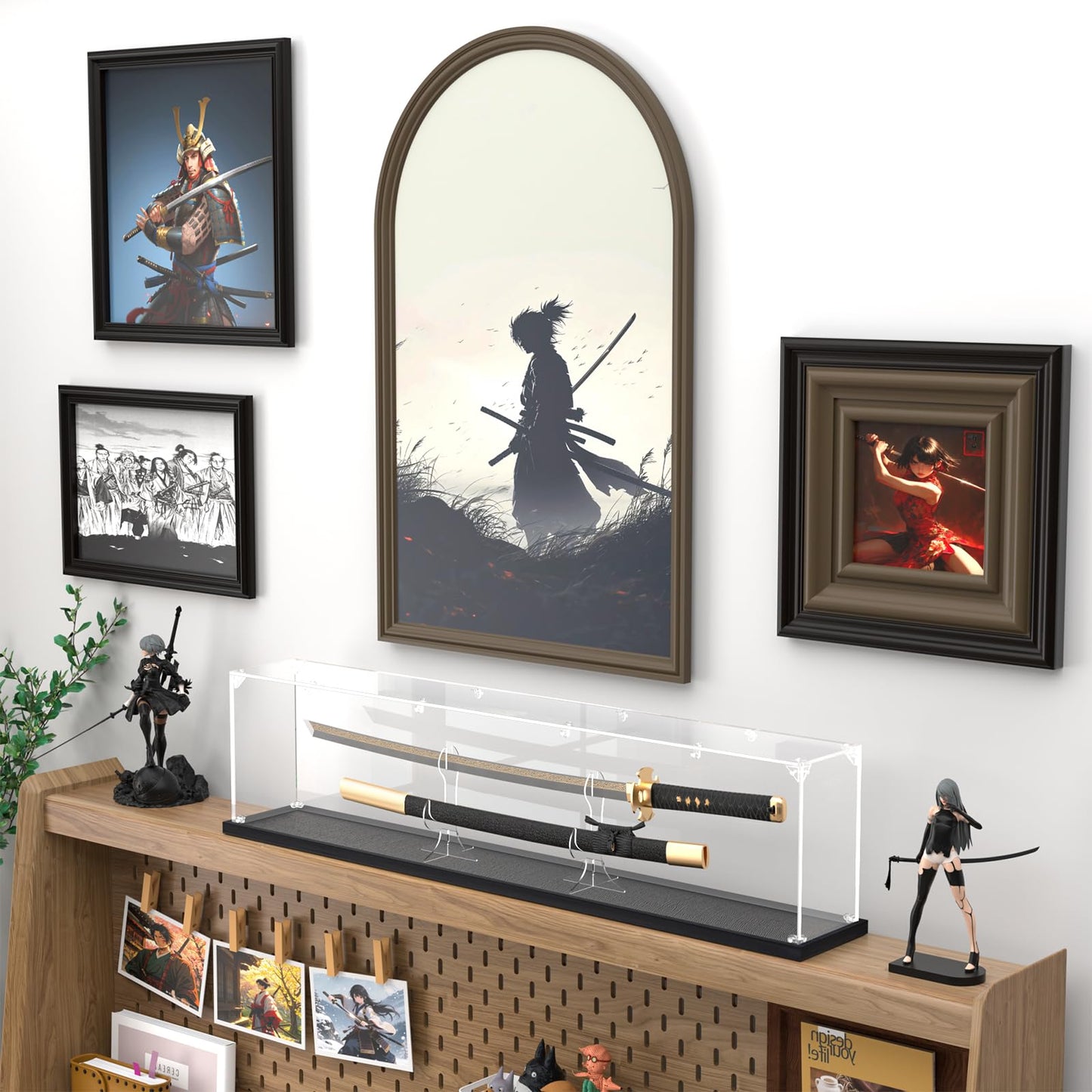 Acrylic Sword Display Case, 45" Clear Dustproof Box for Katana, Long Sword, Lightsaber, Samurai & Medieval Collectibles, Large Tabletop Box with Acrylic Stand (45*6*10) inch