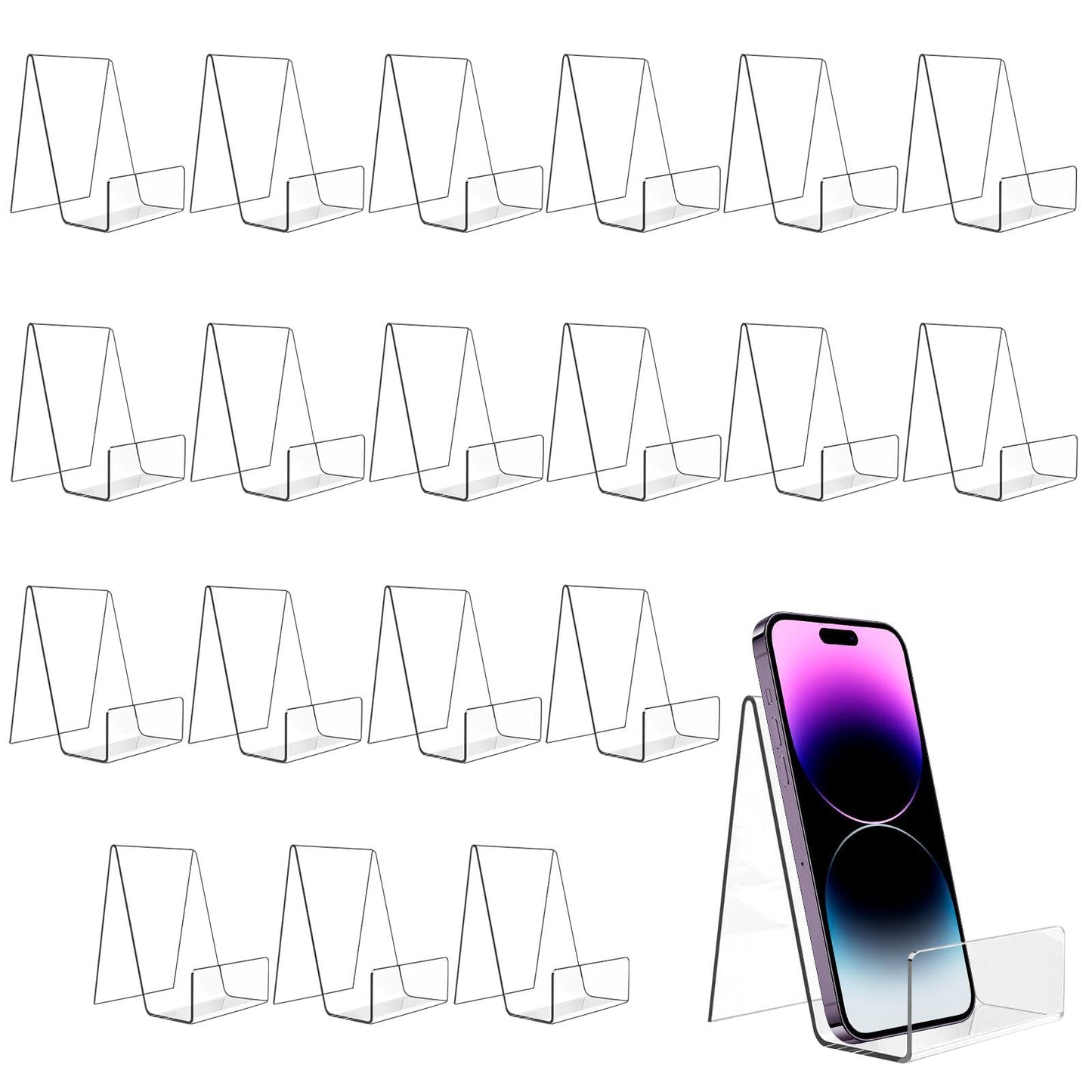 Airsnigi 20 Pcs Acrylic Book Display Stand 4''×3'' Clear Acrylic Easel for Display Stand with Ledge Tablet Holder Tablet Holder for Displaying Pictures, Books, Albums, Notebooks, CDs, Artworks
