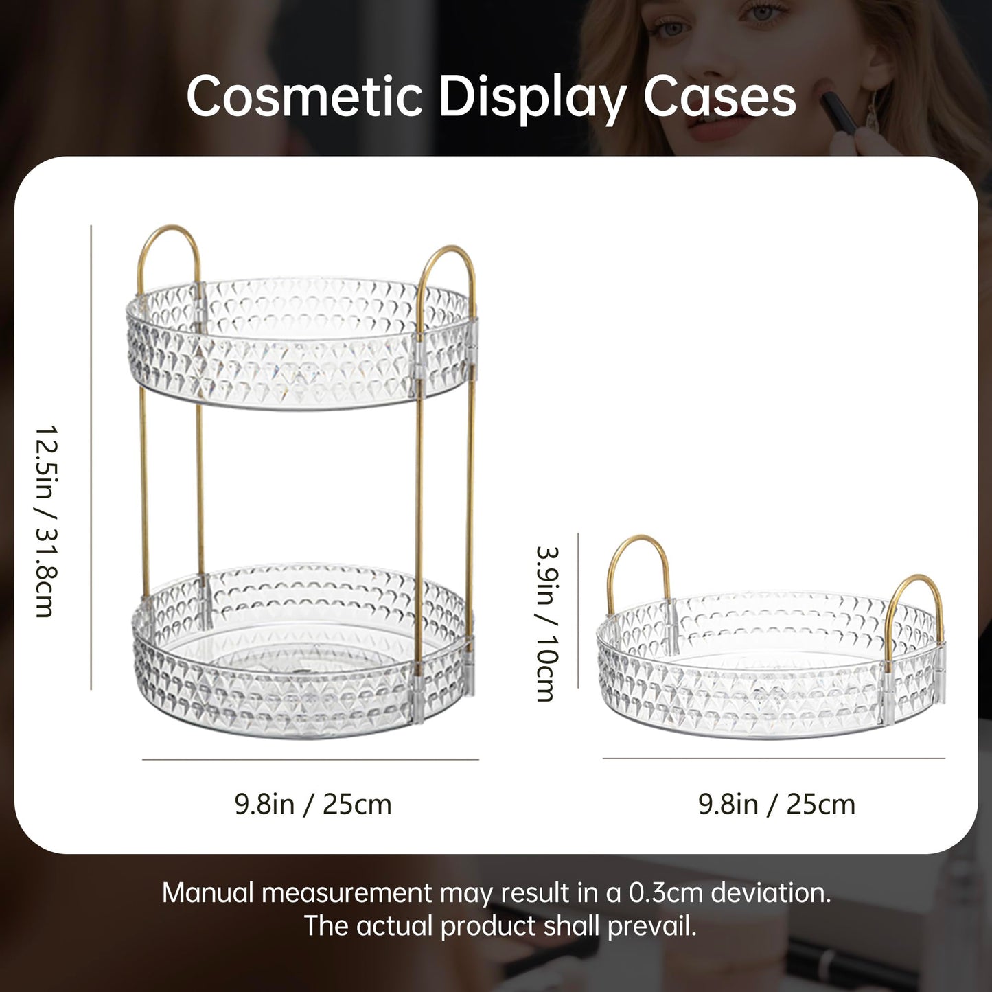 360° Rotating Acrylic Makeup Organizer, 2-Tier Large Capacity Cosmetic Storage Rack for Bathroom Countertop & Vanity, for Skincare, Perfume & Beauty Essentials