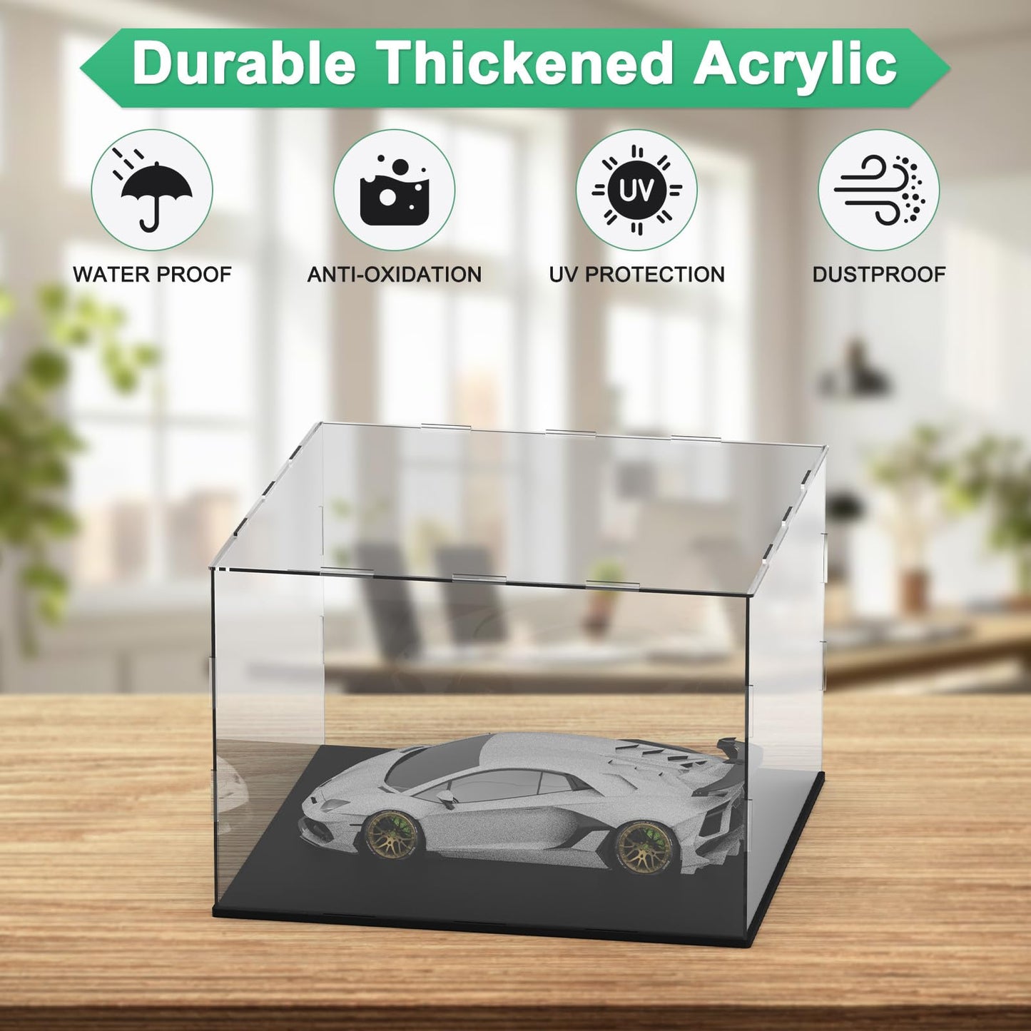 M METERXITY Clear Acrylic Display Case, 12 x 12 x 8 Inch Assemble Clear Acrylic Display Box Dustproof for Action Figures/Model/Statues/Collectibles/Doll/Toys/Home Storage