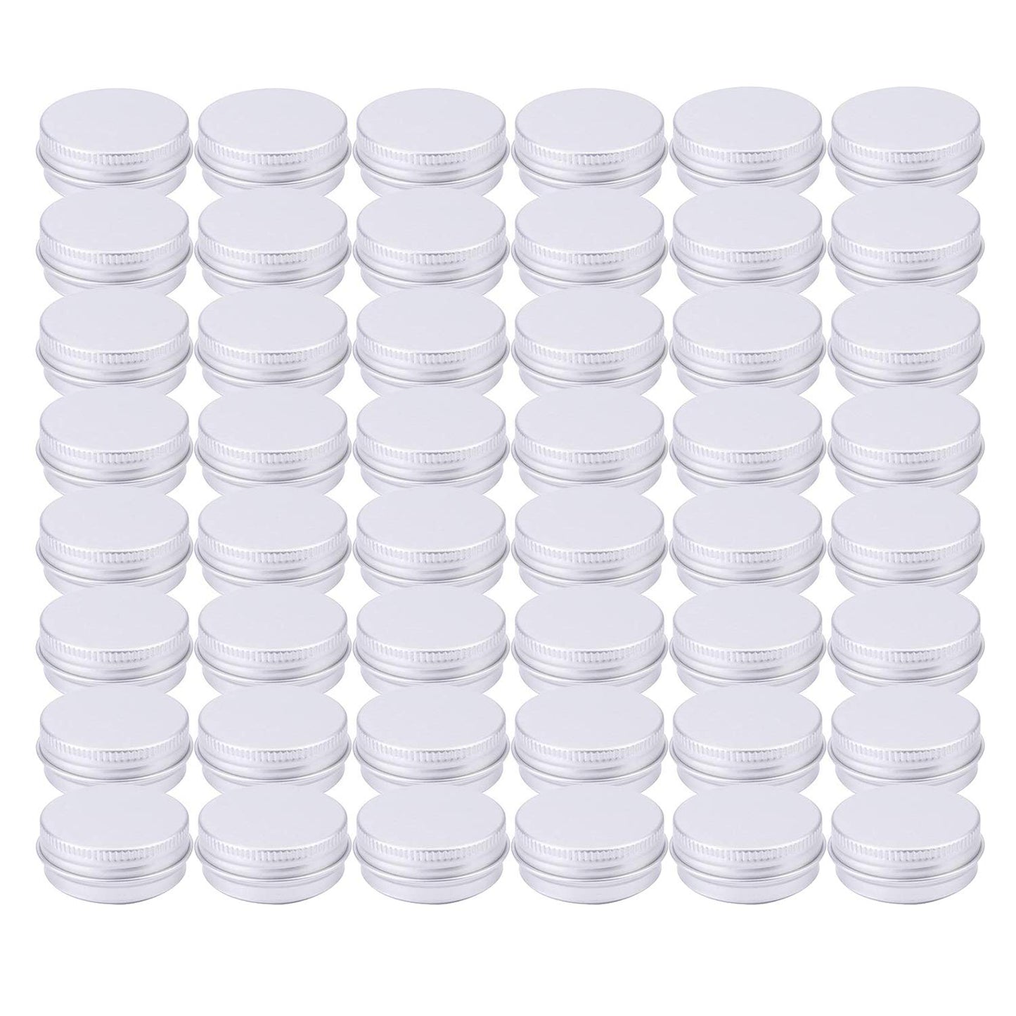 Tosnail 48 Pack Mini Round Aluminum Tins, 0.5 OZ 15 ML Lip Balm Container with Screw Thread Lid, Empty Spice & Travel Tin Storage Jars