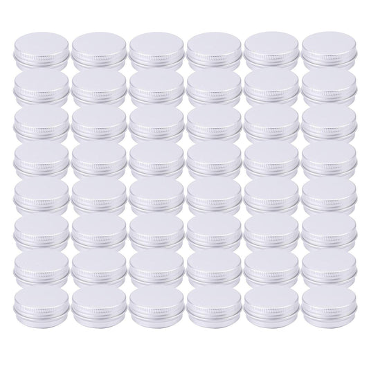 Tosnail 48 Pack Mini Round Aluminum Tins, 0.5 OZ 15 ML Lip Balm Container with Screw Thread Lid, Empty Spice & Travel Tin Storage Jars