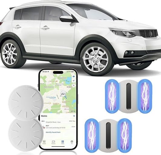 GPS Car Tracker,Tracker Device for Vehicles,No Monthly Fee Car Locator Work with Apple Find My(iOS Only),Mini GPS Tracker with Magnetic Case (White,2PCS)