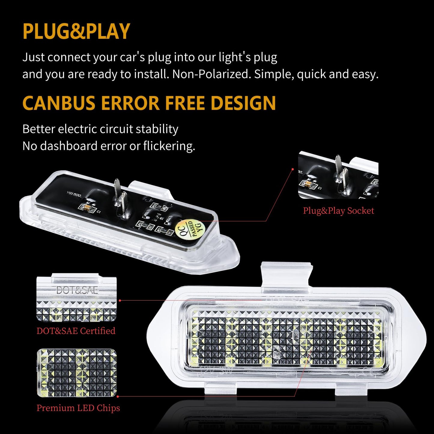 LED Puddle Mirror Lights for Chevy Silverado 1500 Classic Avalanche 1500 2500 GMC Sierra 1500 Classic Cadillac Escalade/Escalade ESV EXT Yukon XL 1500 2500, 6000K White
