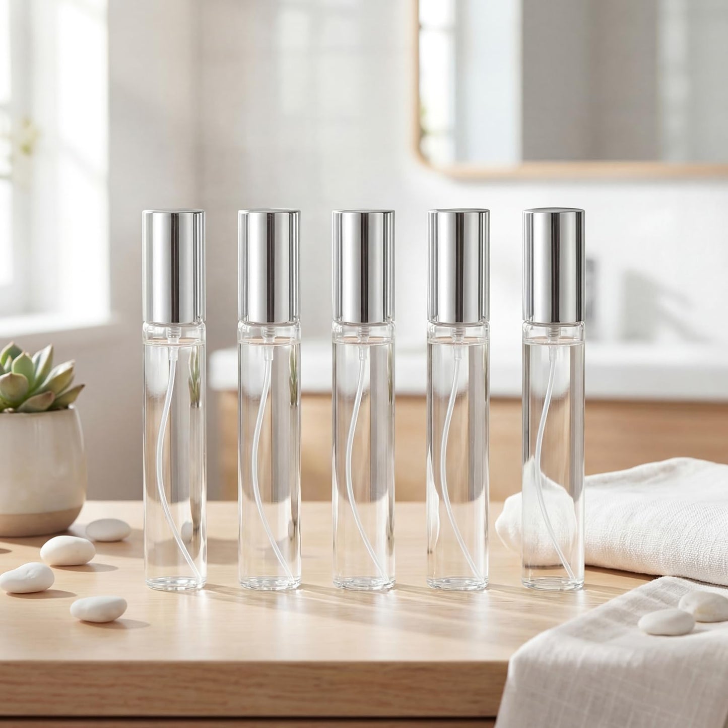 Yinder 25 Pcs 15ml Travel Spray Bottle Refillable Perfume Atomizer Bulk Glass Mini Cologne Perfume Bottles Empty Fine Mist Portable Small Sample Containers(Silver)